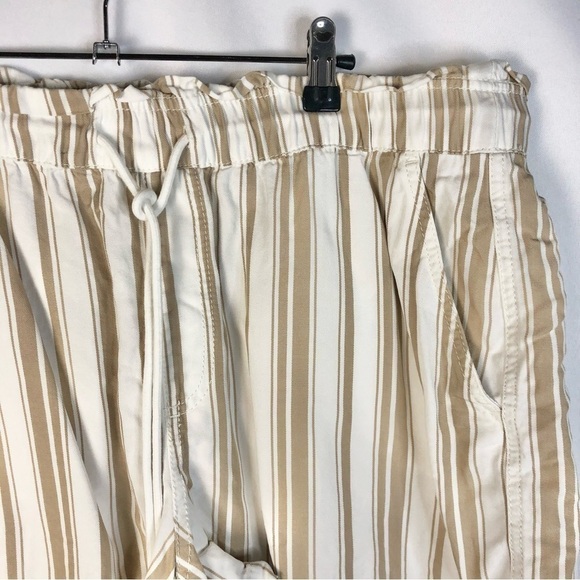 Ann Taylor LOFT White & Tan Stripe Paperbag High Rise Shorts XL - Picture 3 of 4